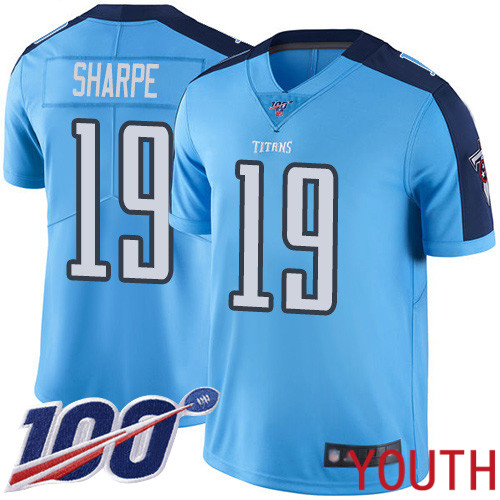 Tennessee Titans Limited Light Blue Youth Tajae Sharpe Jersey NFL Football 19 100th Season Rush Vapor Untouchable